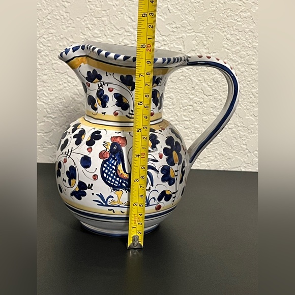 Sorrento Blue Rooster Handpainted In Italy Pitcher. - Picture 3 of 5